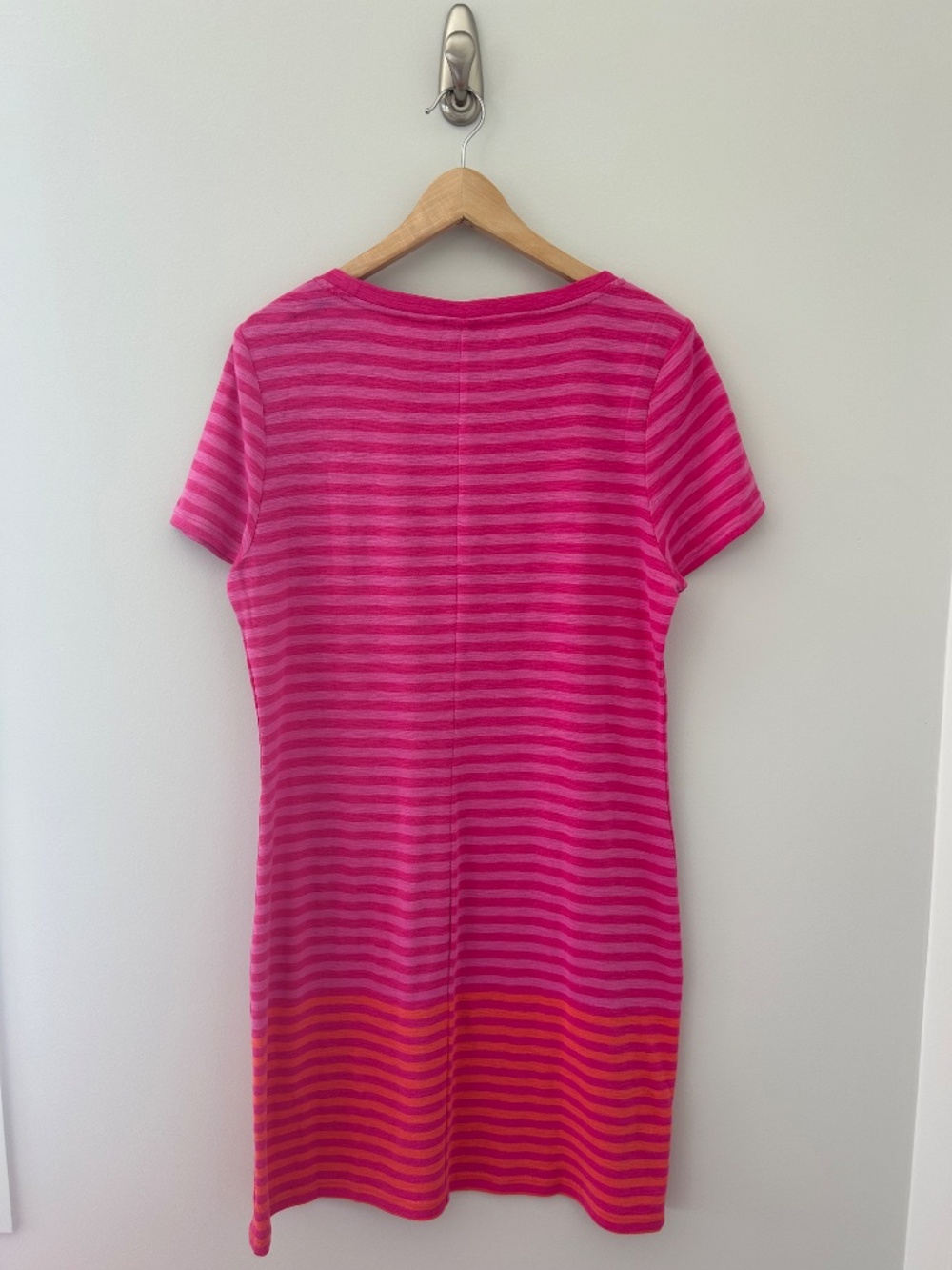 Tommy Bahama Juan the Line Striped T-Shirt Dress in Sunset Pink & Orange Sz L - Picture 2 of 4